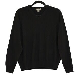 Daniel Cremieux Signature Mens Sweater XL Black 100% Cashmere V-Neck Classic